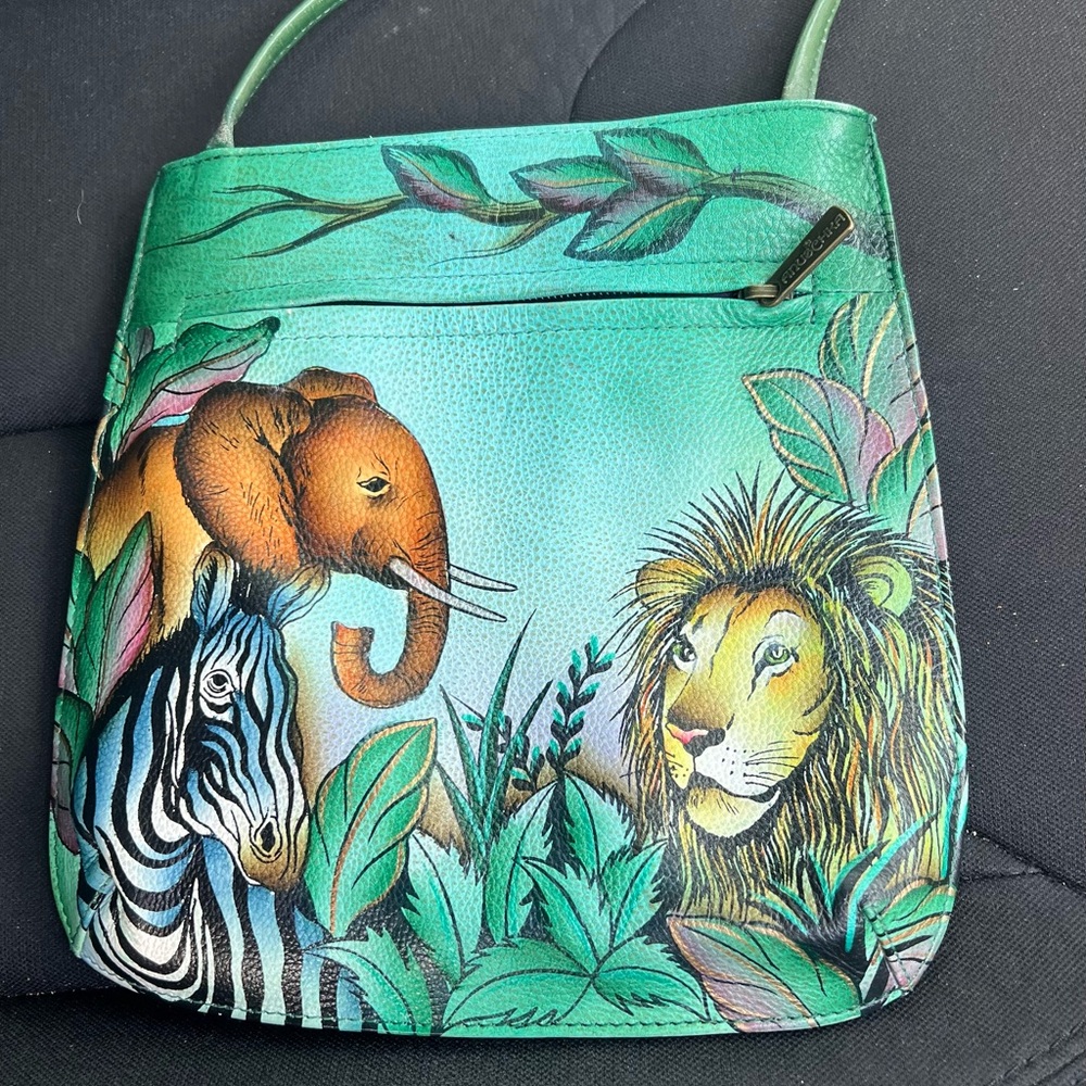 Authentic Anuschka Hand Painted Genuine Leather Crossbody Bag